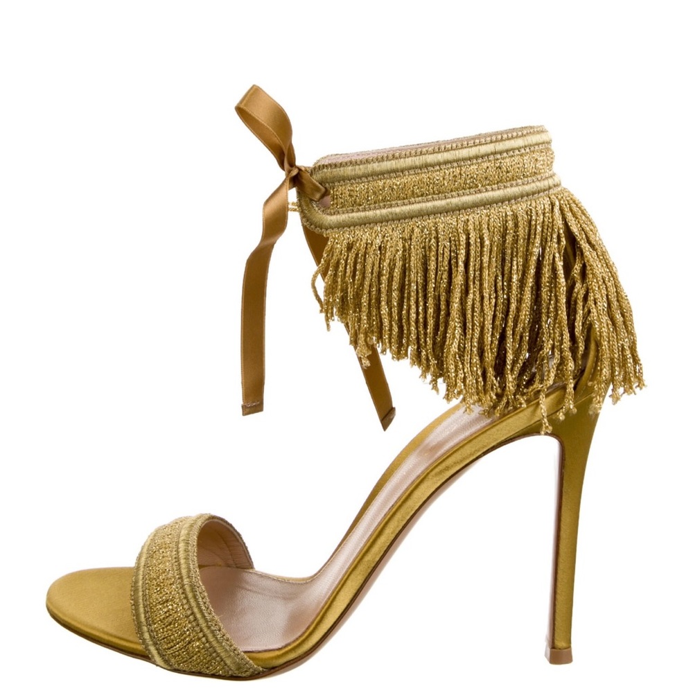 Gianvito Rossi Gold fringe heels